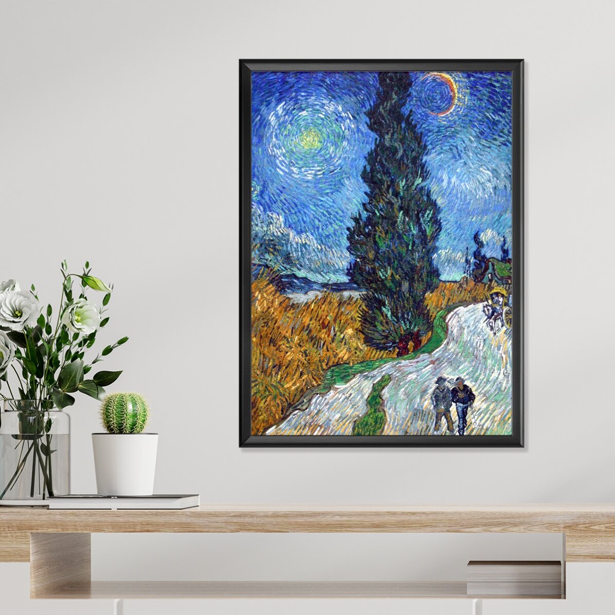 Póster de Vincent van Gogh, «Camino con cipreses y una estrella», 1890