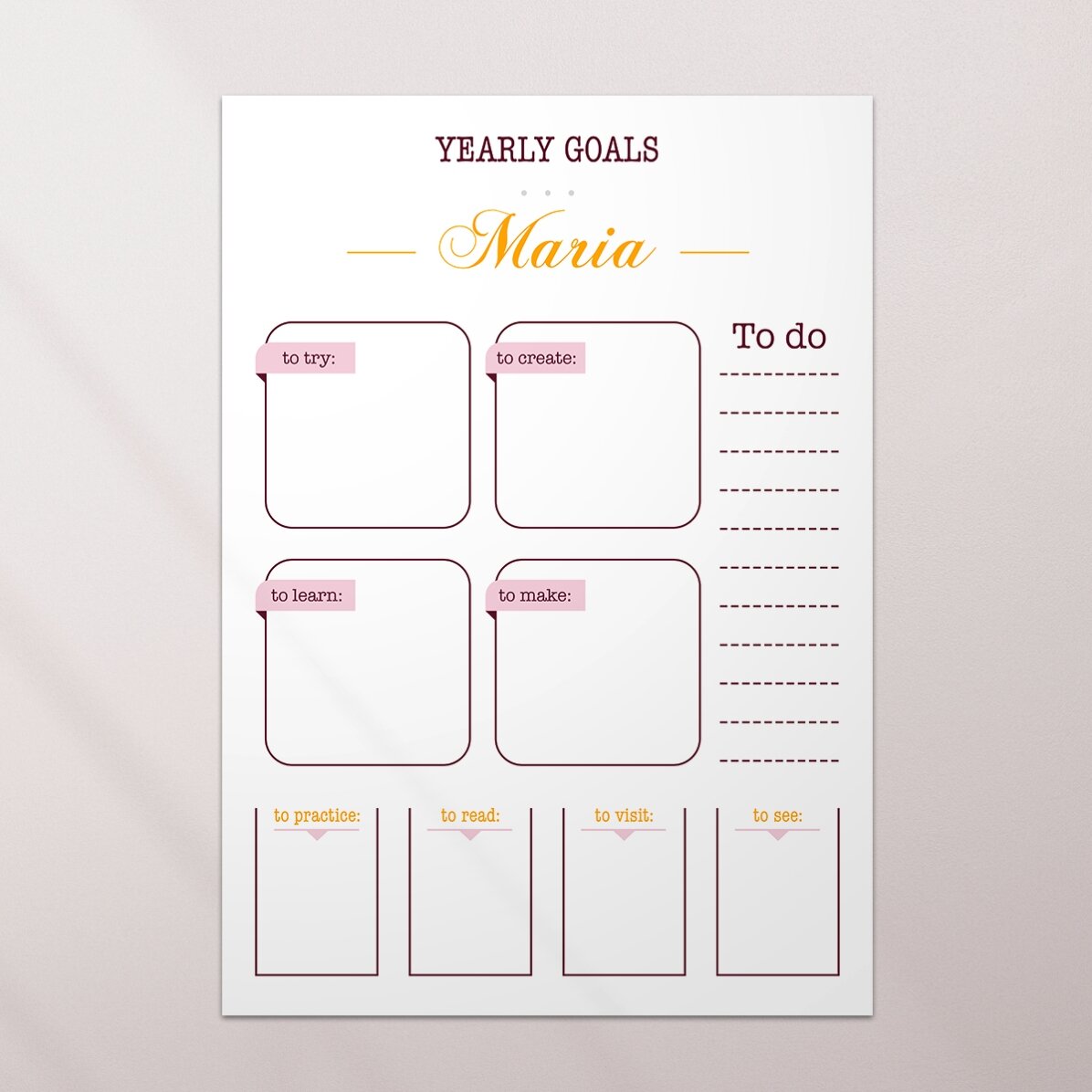 Póster personalizado - Objetivos anuales