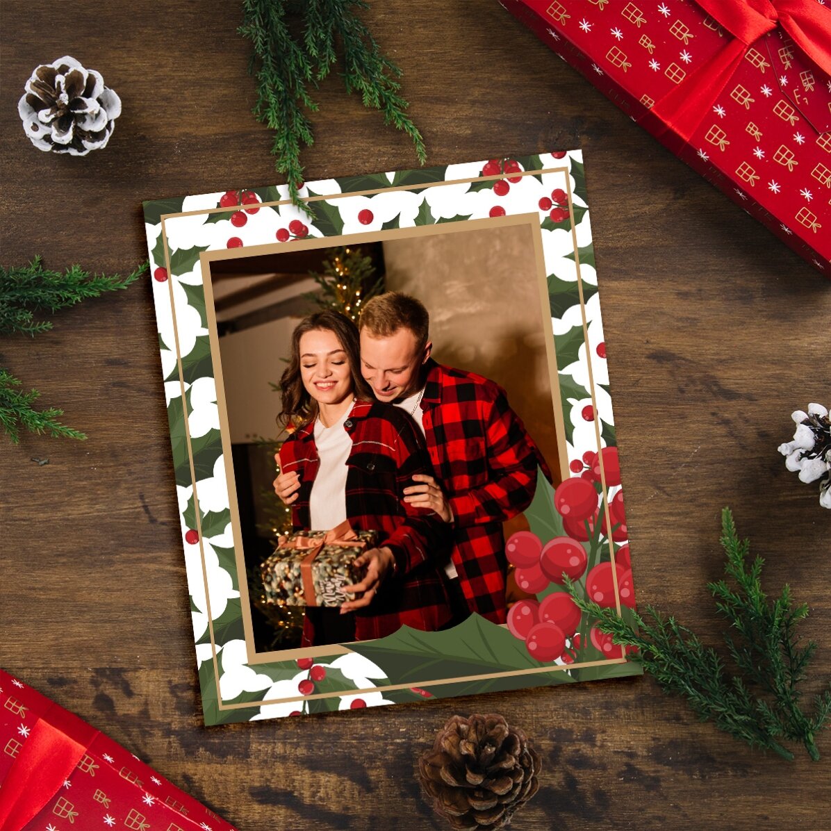 Foto personalizada de 10 x 12 cm con temática navideña