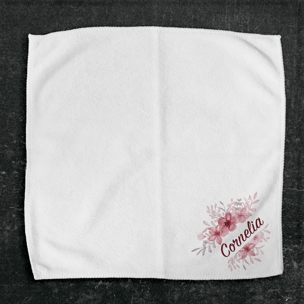 Toalla personalizada con nombre - Marco floral