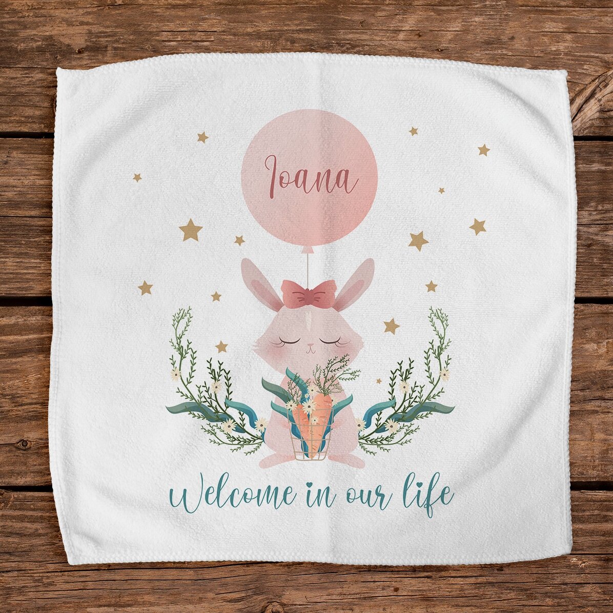 Personalised towel with name - Welcome, baby girl