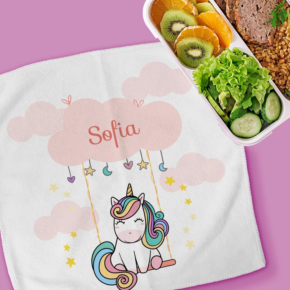 Toalla personalizada con texto para niños - Cute Unicorn