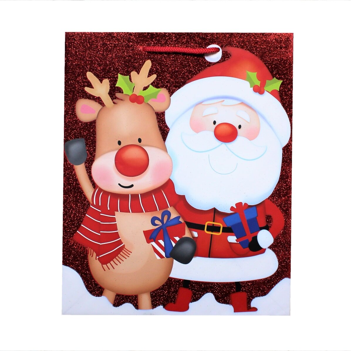 Bolsa de regalo - modelo de Papá Noel con renos