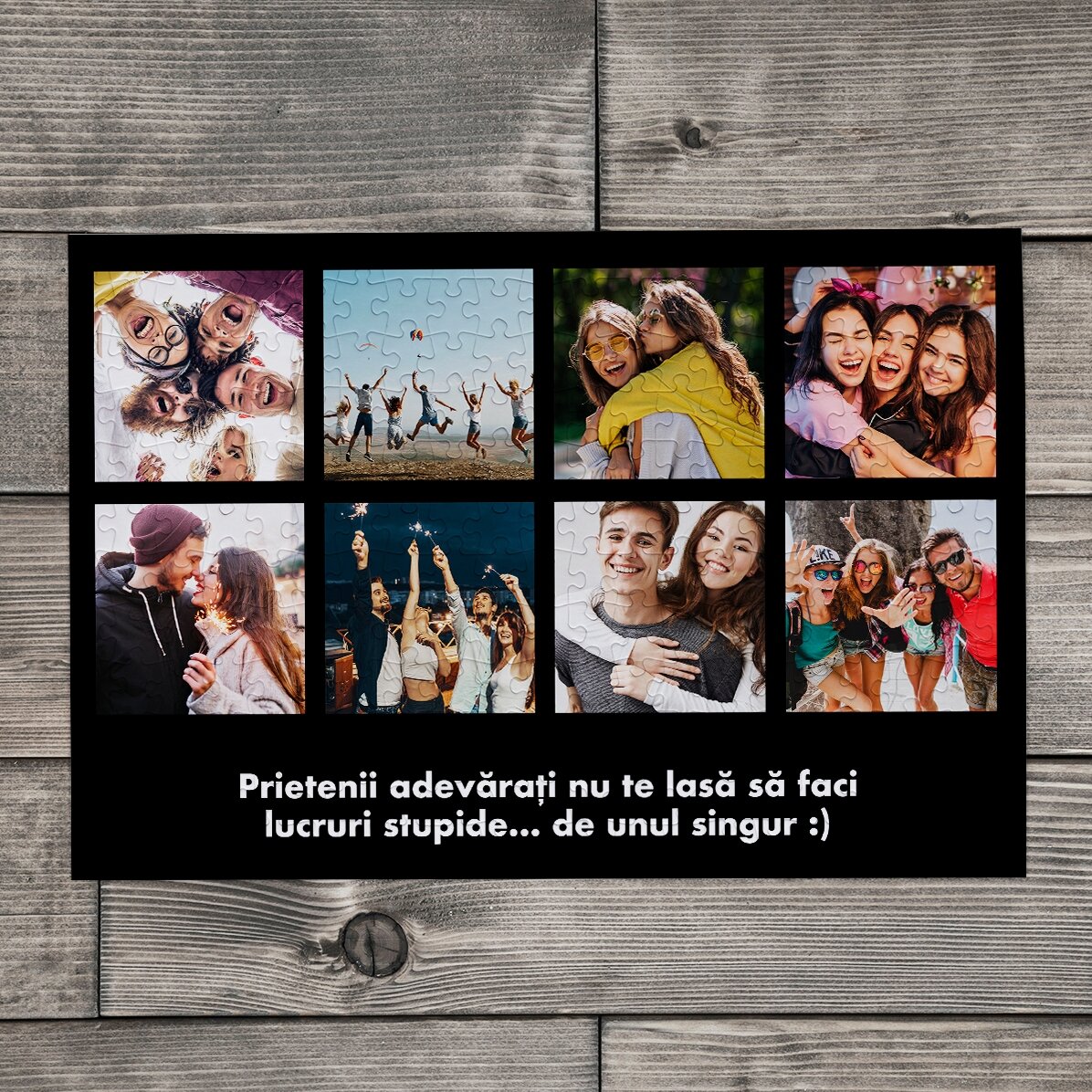Rompecabezas personalizado con 8 fotos y texto, 36 x 24 cm