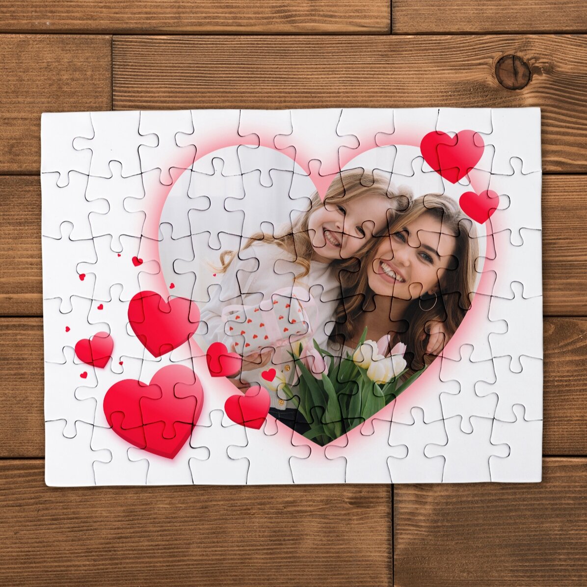 Rompecabezas personalizado con una foto y un texto, 20 x 15 cm - Corazón