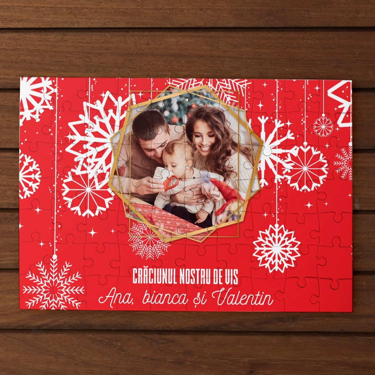 Rompecabezas personalizado con una foto y un texto, 28 x 19 cm - Nuestra Navidad