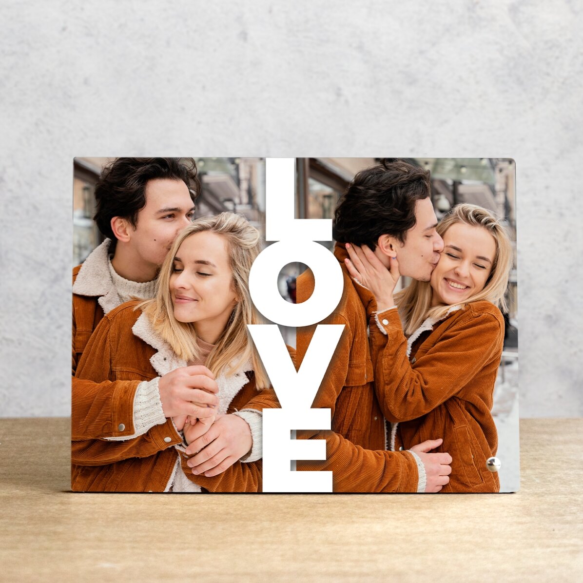 Marco de fotos de escritorio personalizado con 2 fotos - LOVE