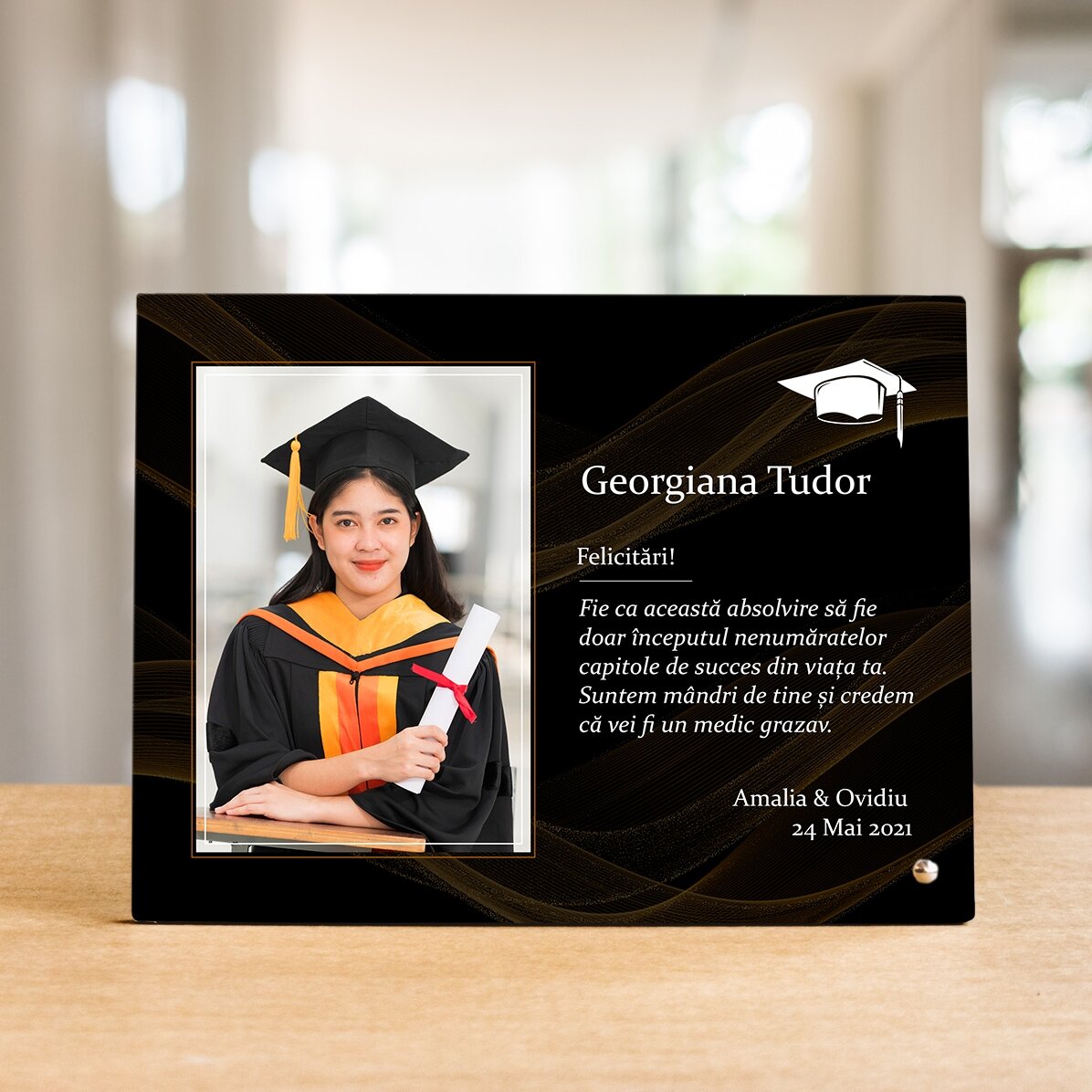 Marco de fotos de escritorio personalizado con una foto y un texto - Graduación