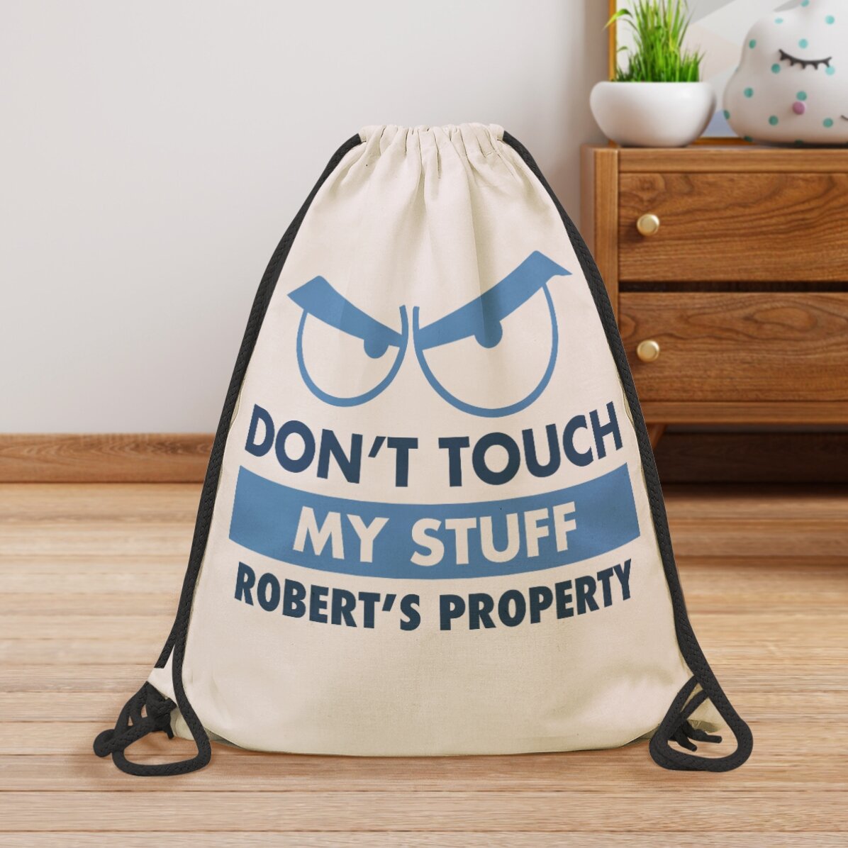 Mochila personalizada con nombre - «No toques mis cosas»