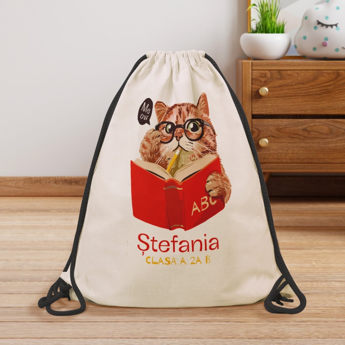 Personalised backpack with name - Meow