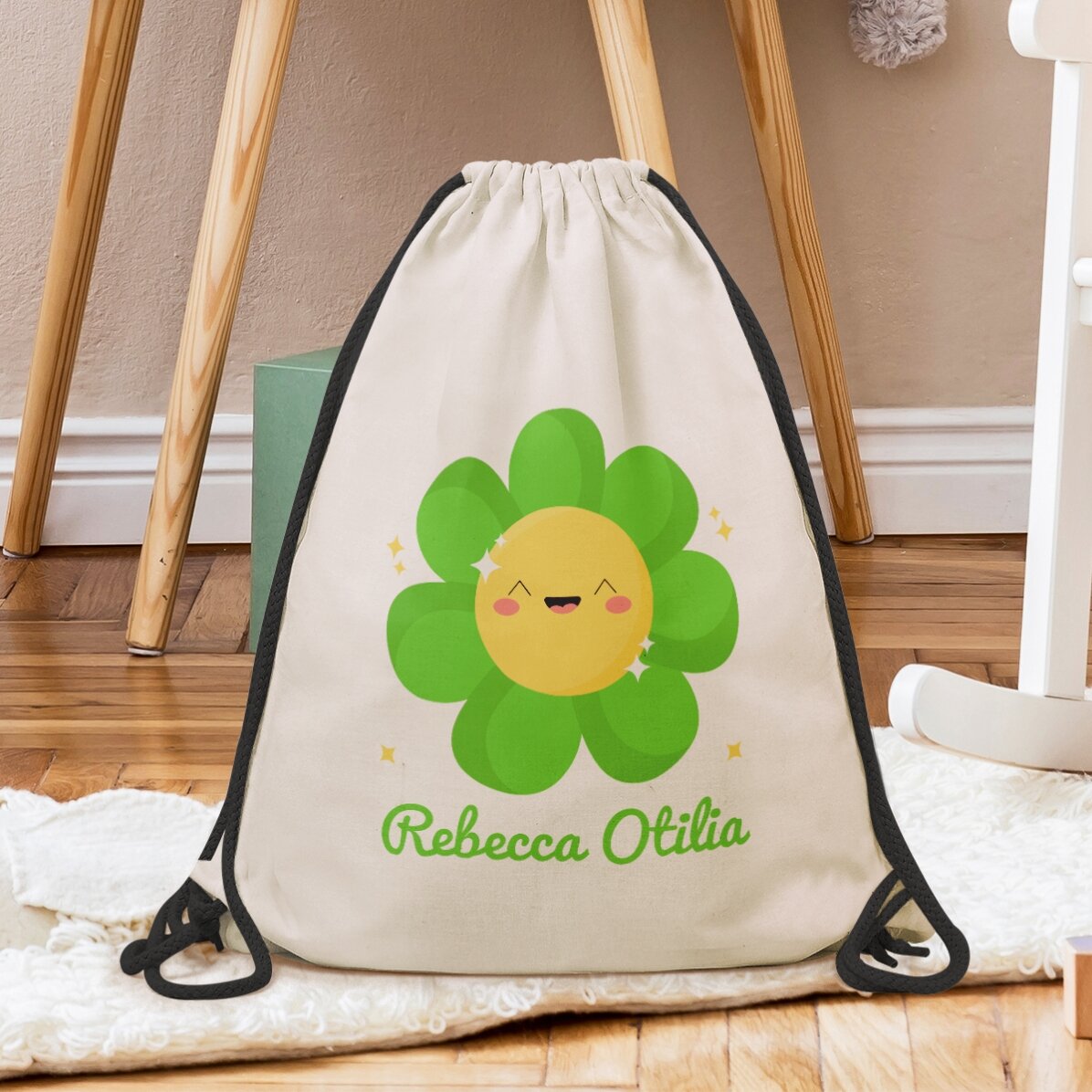 Mochila personalizada con nombre - Modelo de flor de colores