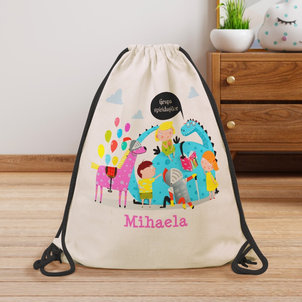 Mochila personalizada con nombre - Reading dragon