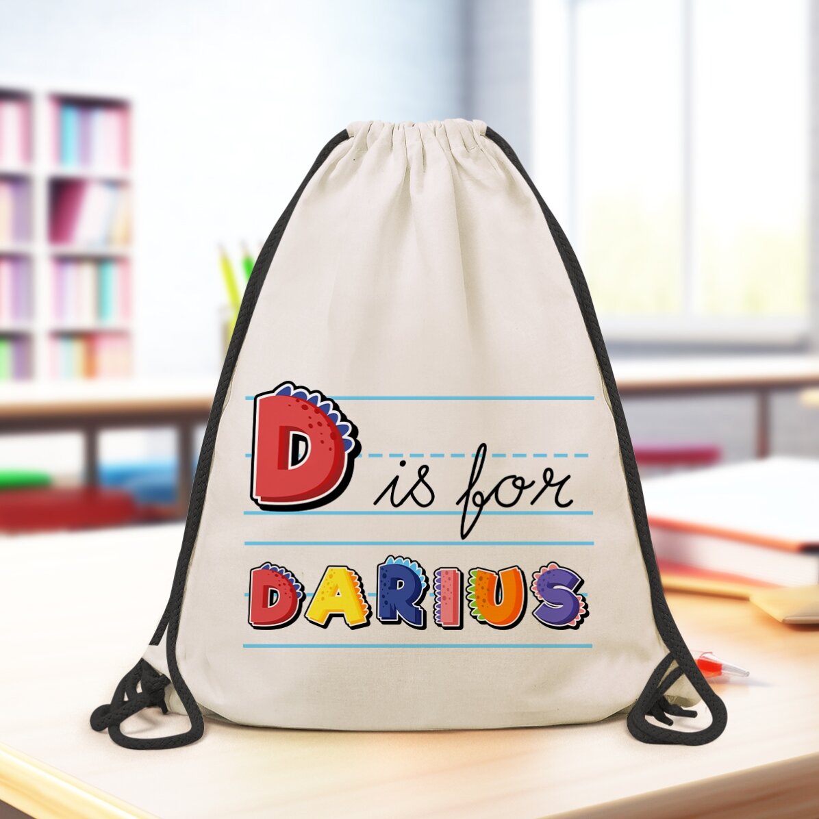 Mochila personalizada con nombre y mensaje - Modelo de dinosaurio