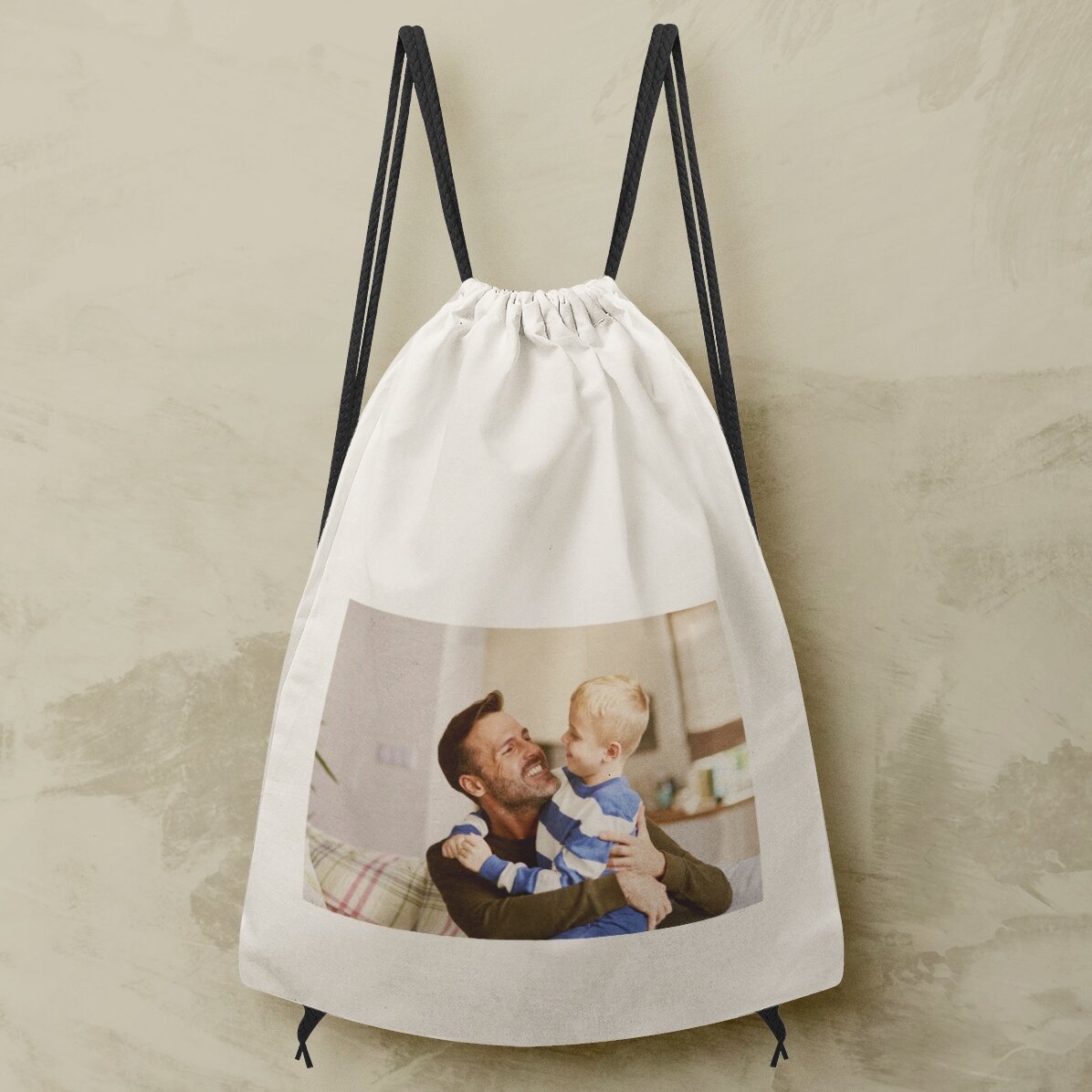 Mochila personalizada con una foto en formato horizontal y texto