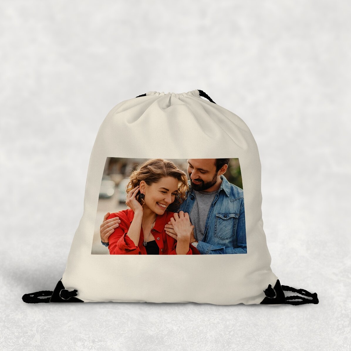 Mochila personalizada con una foto en formato horizontal y texto