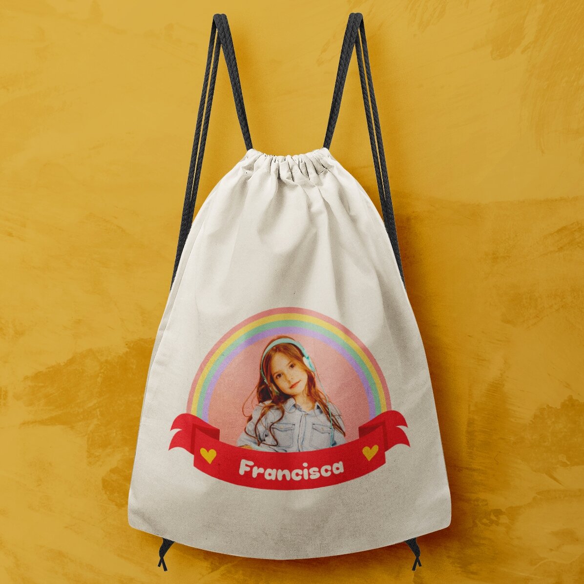 Mochila personalizada con una foto y un nombre - Rainbow