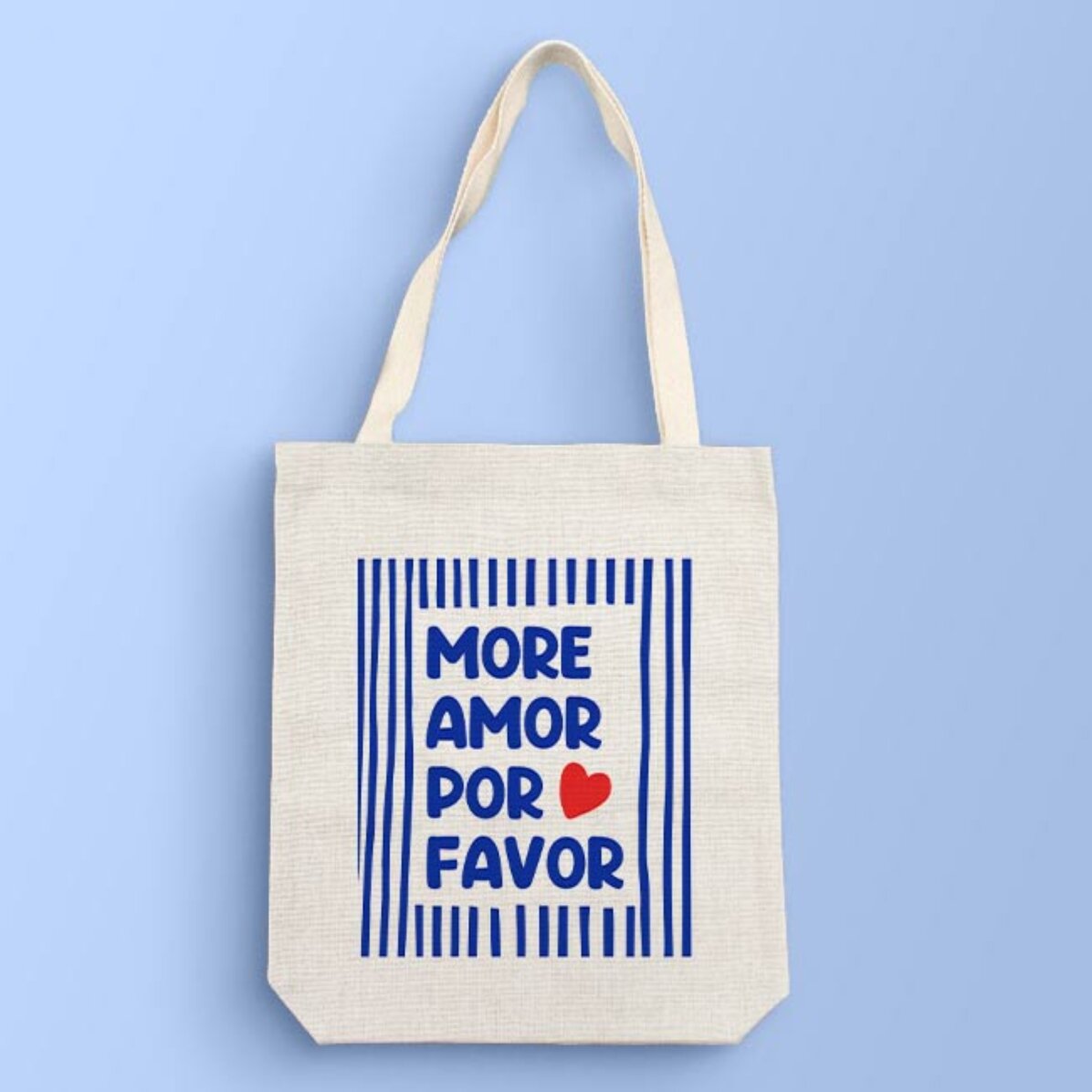 Bolso personalizado con mensaje: «Más amor»