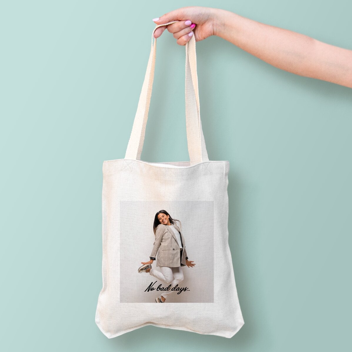 Personalised bag with photo and text - No bad days