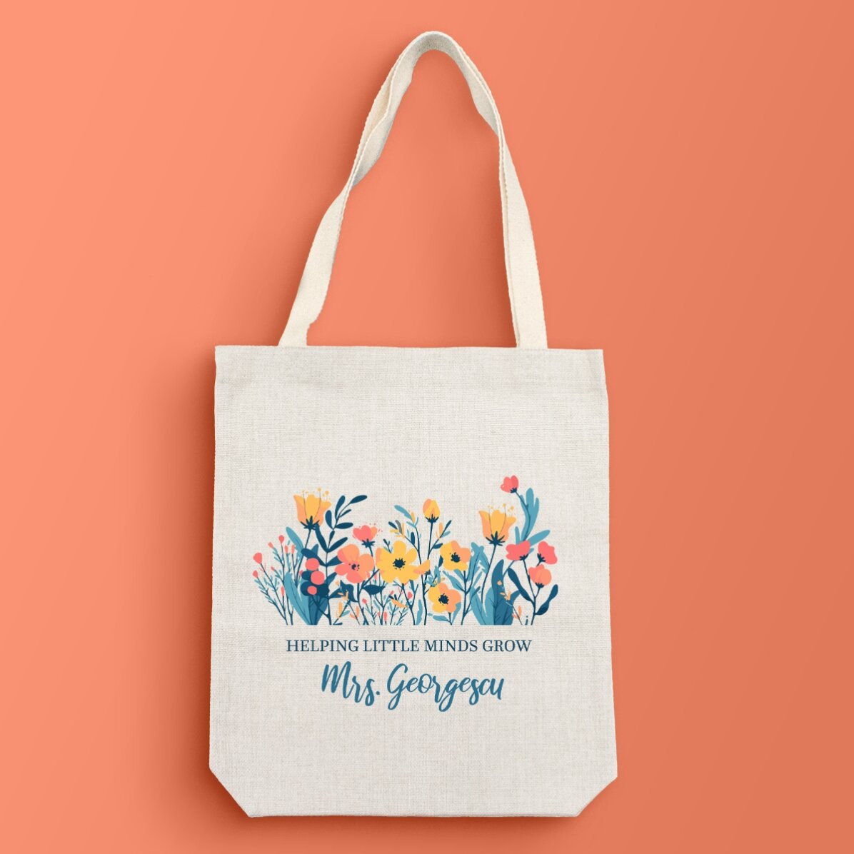 Personalised bag with text - Flowers