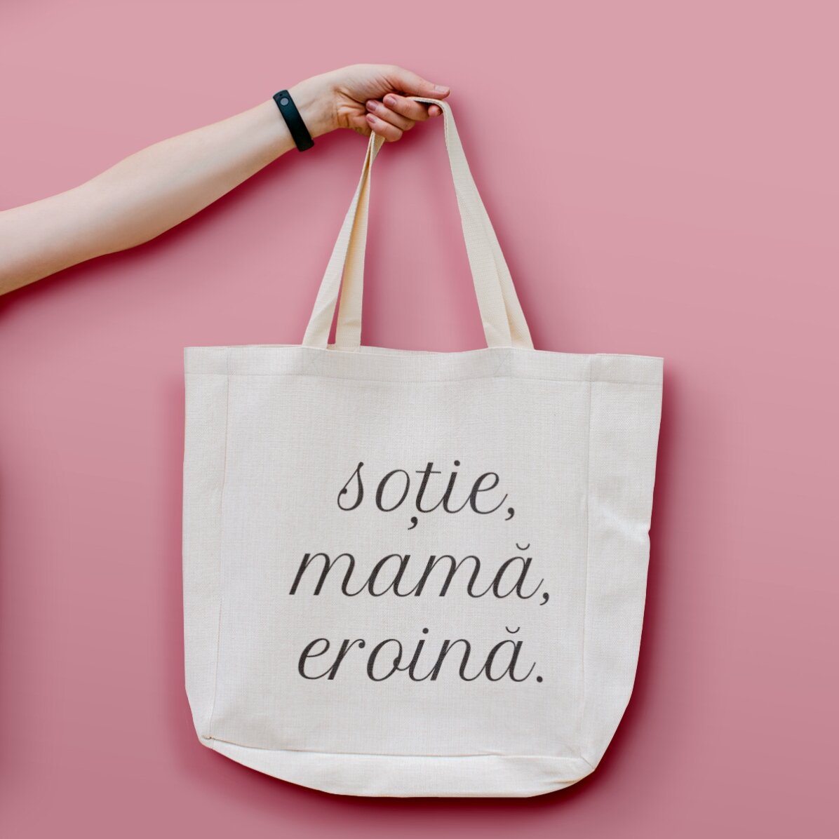 Personalised bag with text - Wife, Mother, Heroine.