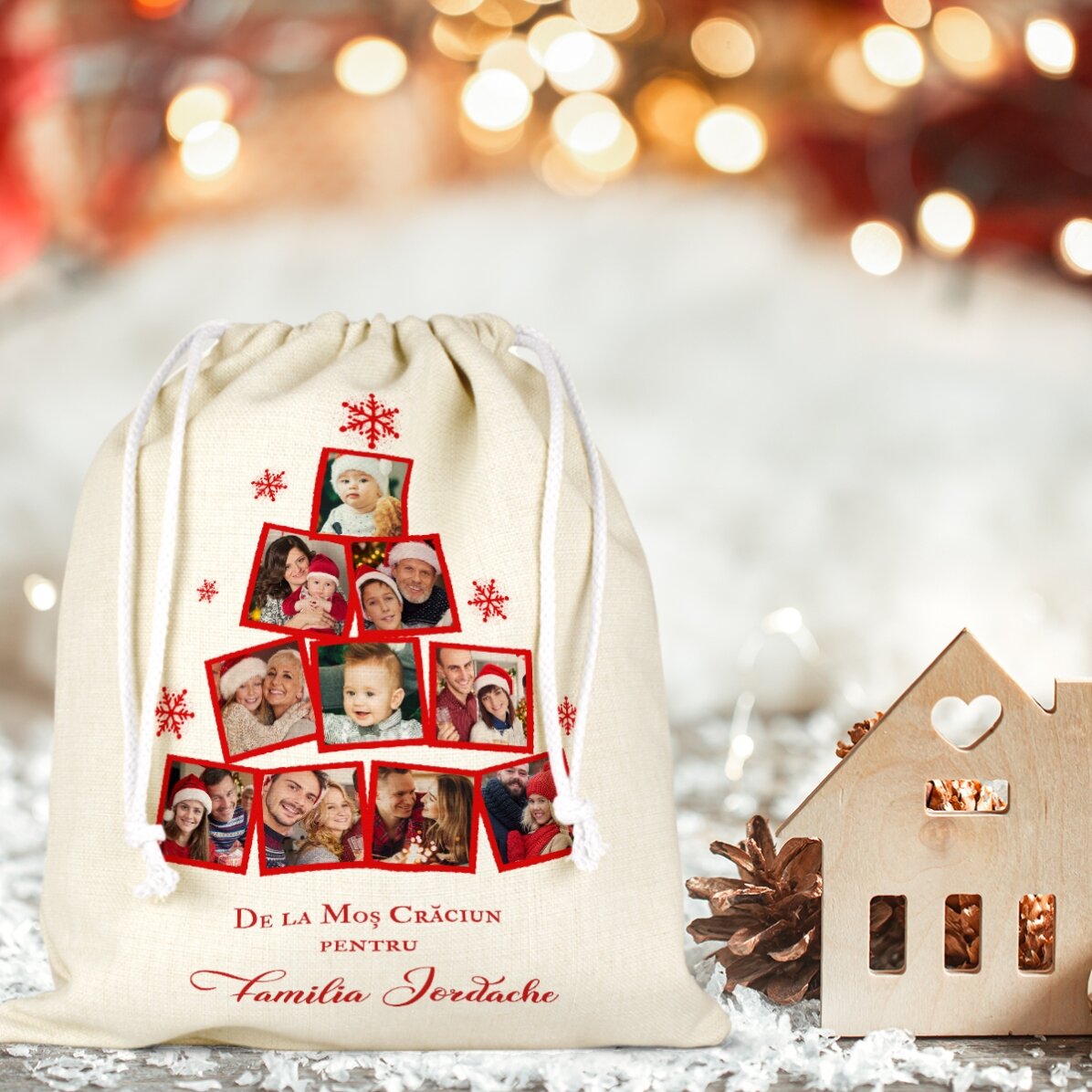 Medium gift bag personalised with photo collage and message