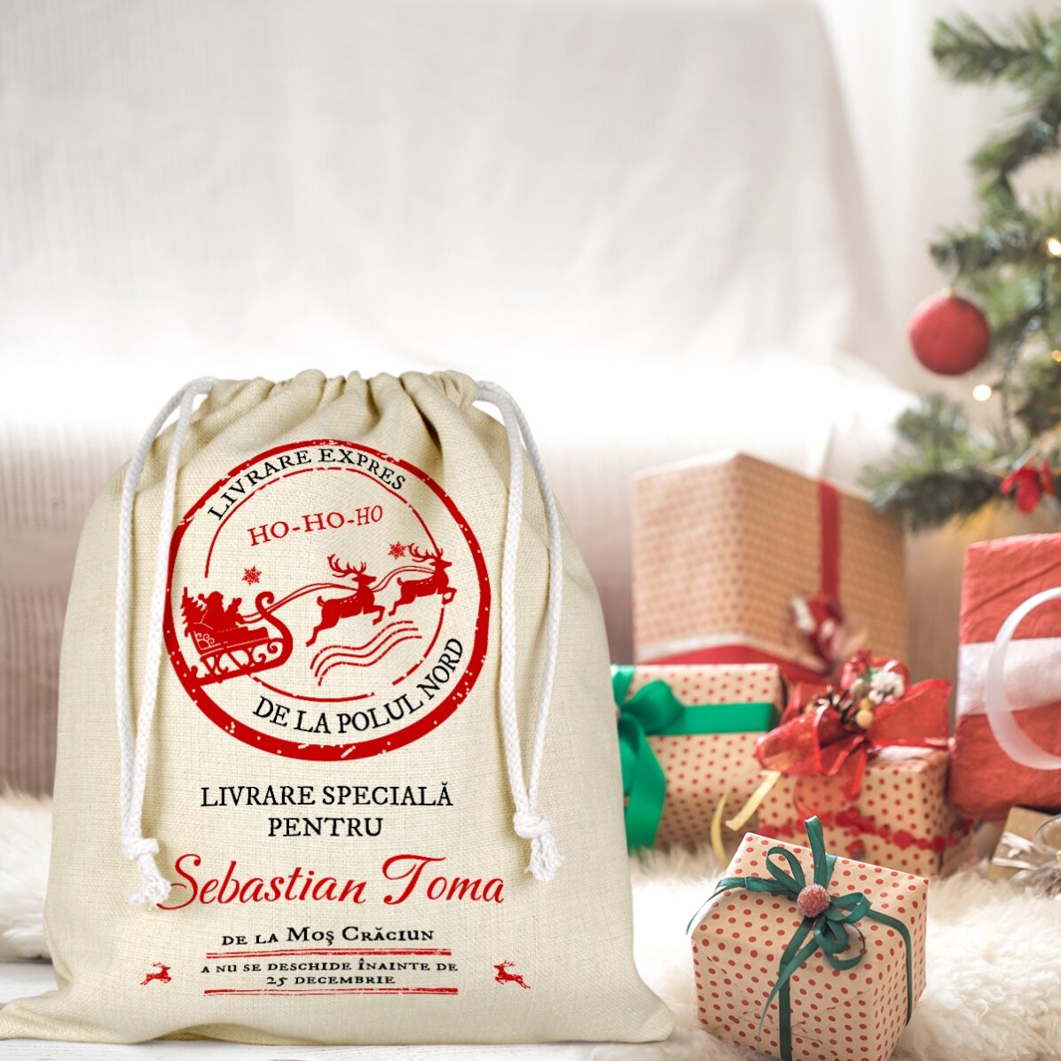 Bolsa mediana para regalos personalizada con nombre - Entrega especial
