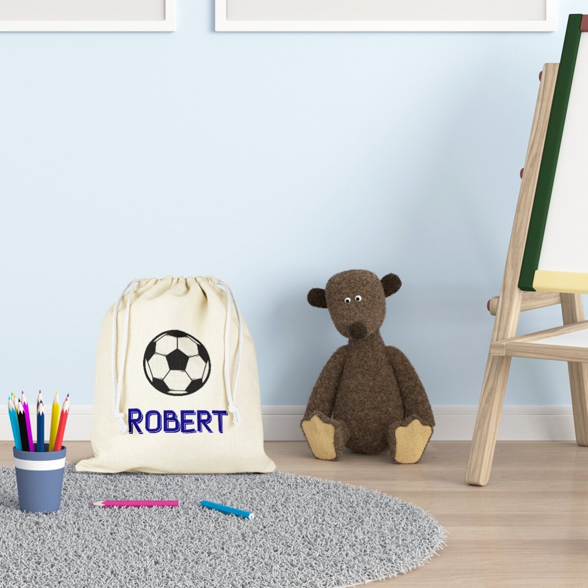 Bolsa mediana personalizada con nombre - Fútbol
