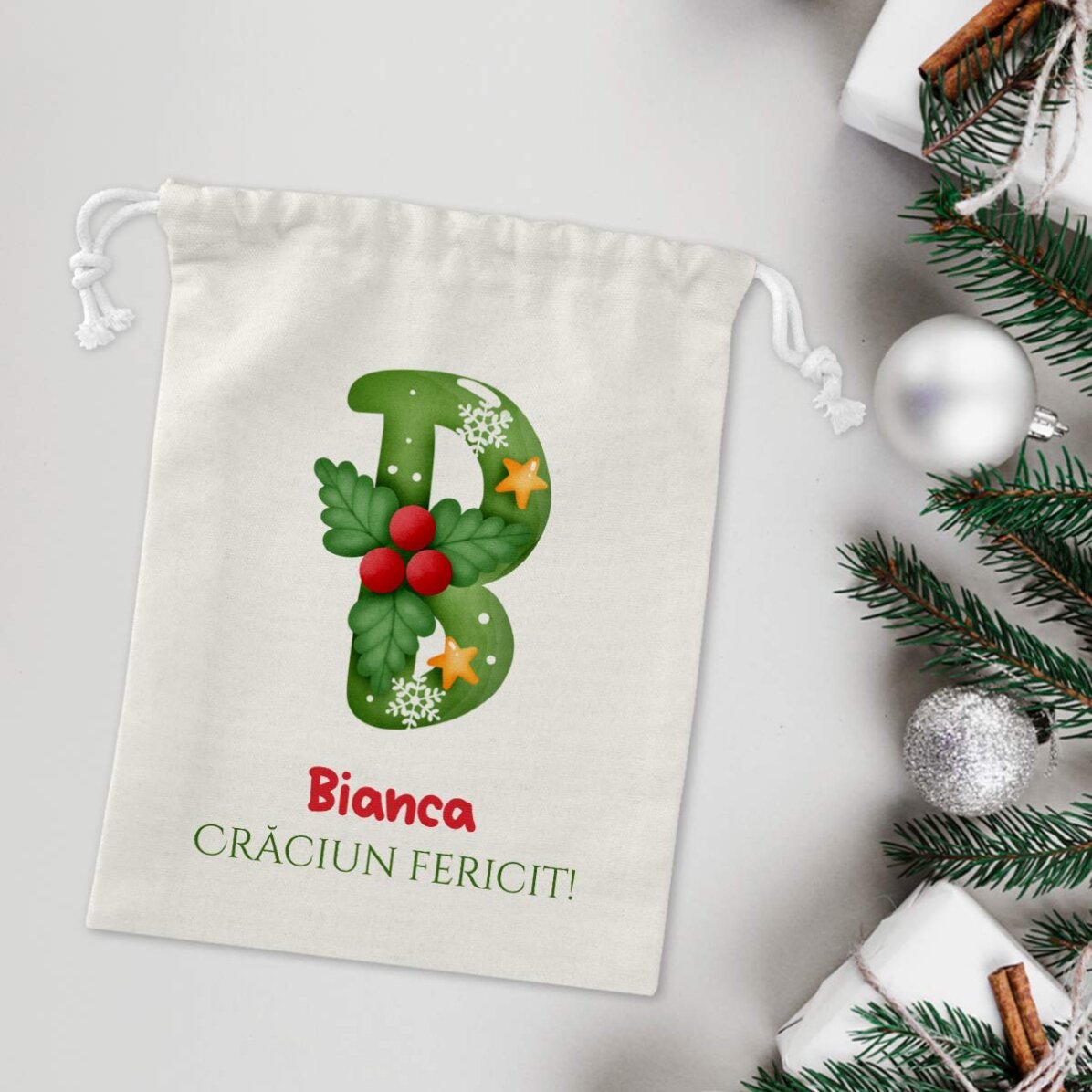 Bolsita pequeña para regalos personalizada con nombre - Navidad