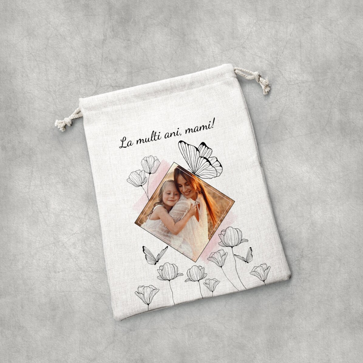 Bolsita pequeña para regalos personalizada con una foto y un texto - My dear