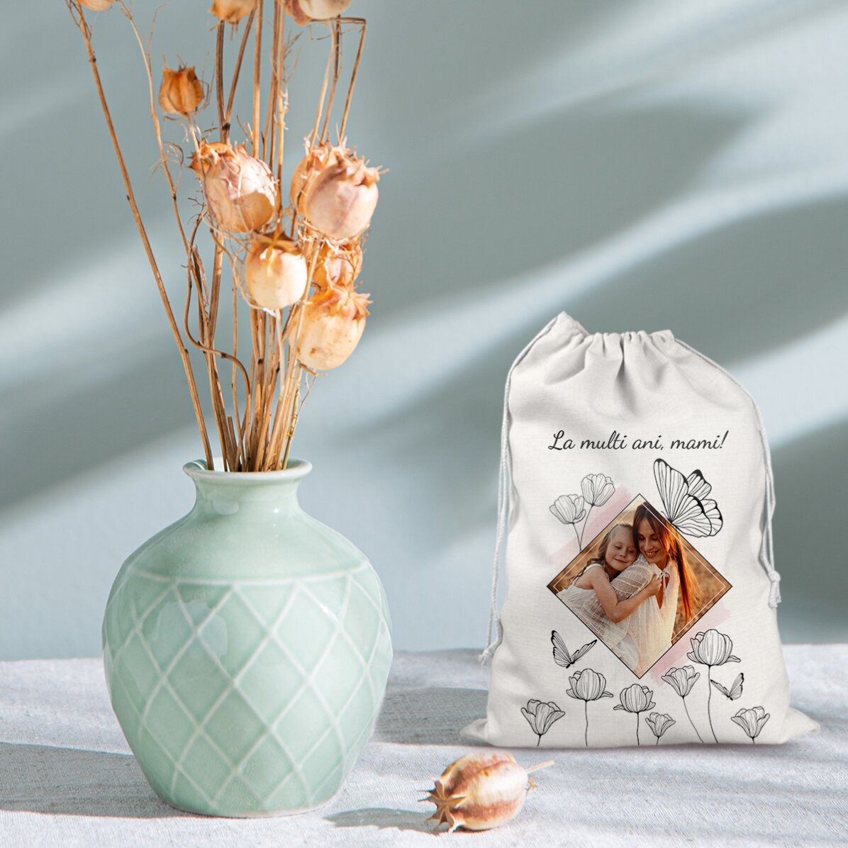 Bolsita pequeña para regalos personalizada con una foto y un texto - My dear