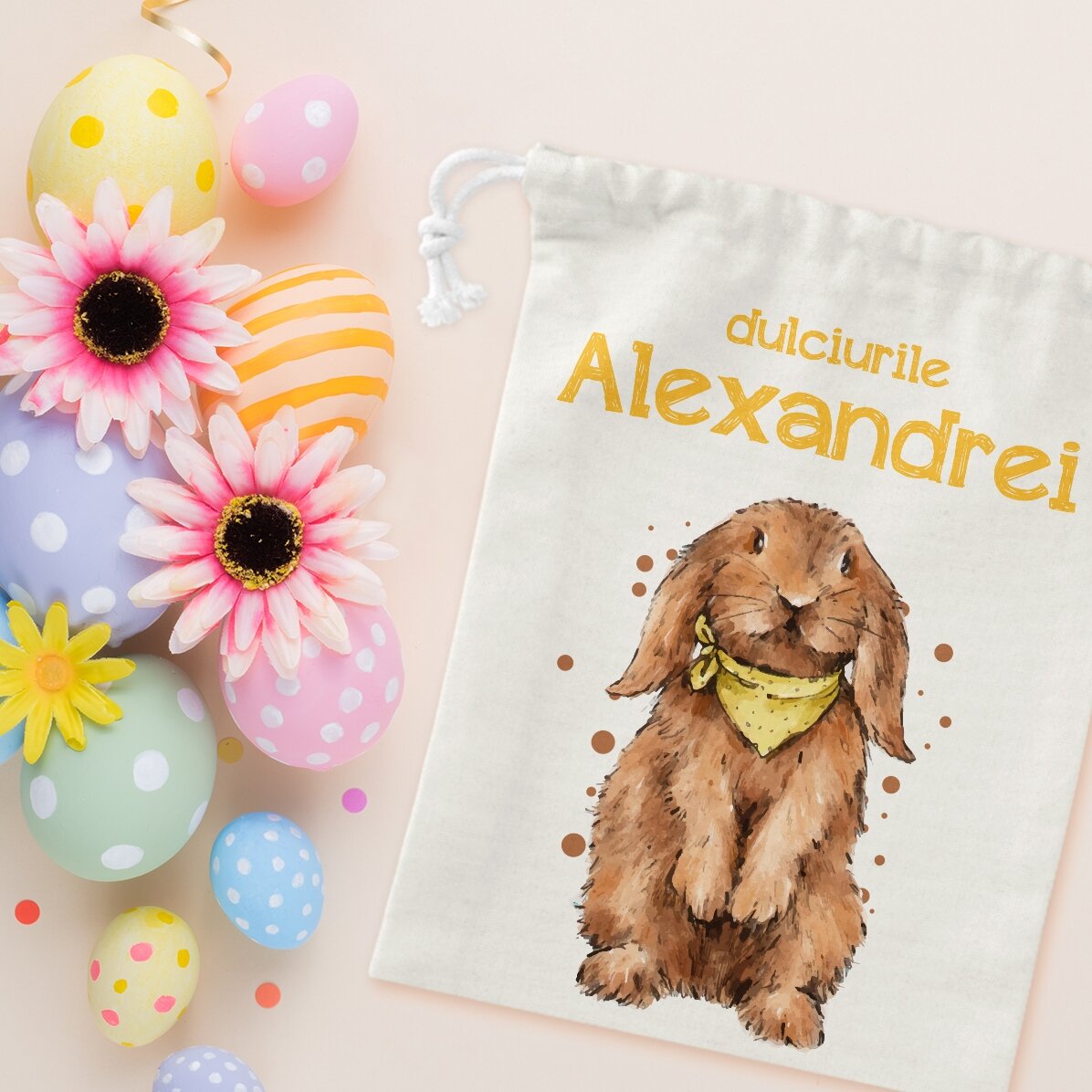 Bolsita pequeña para regalos personalizada con texto - El conejito de los dulces