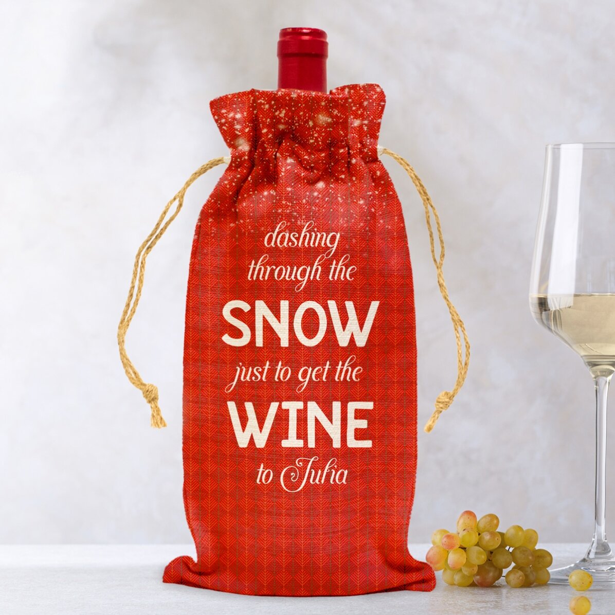 Bolsa personalizada para botella de vino - Dashing through the snow