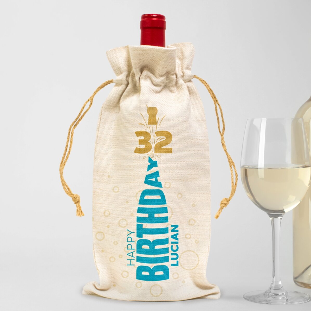 Bolsita personalizada para botella de vino - «Feliz cumpleaños»