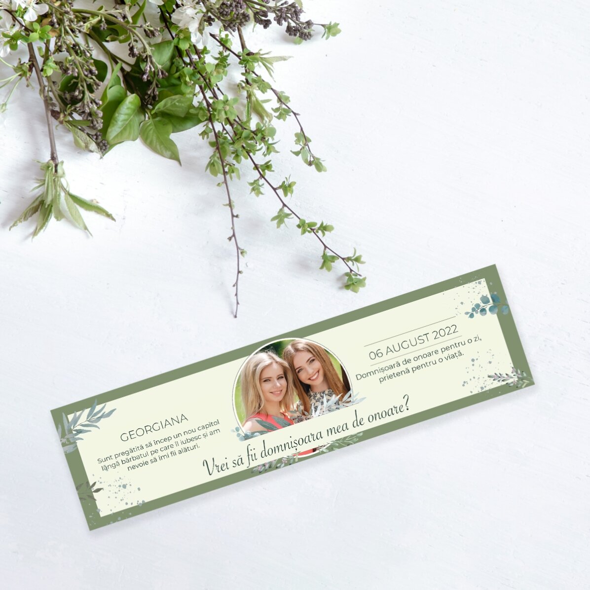 Marcapáginas personalizado con una foto y un mensaje