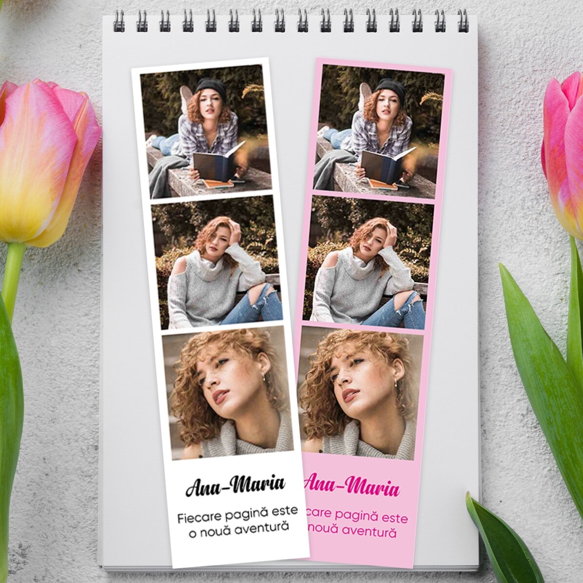 Marcapáginas personalizado con 3 fotos y un mensaje