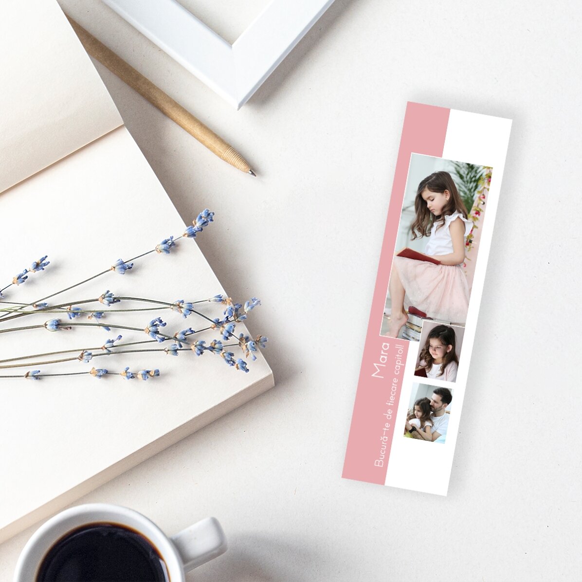 Marcapáginas personalizado con 3 fotos y texto: «You are special»