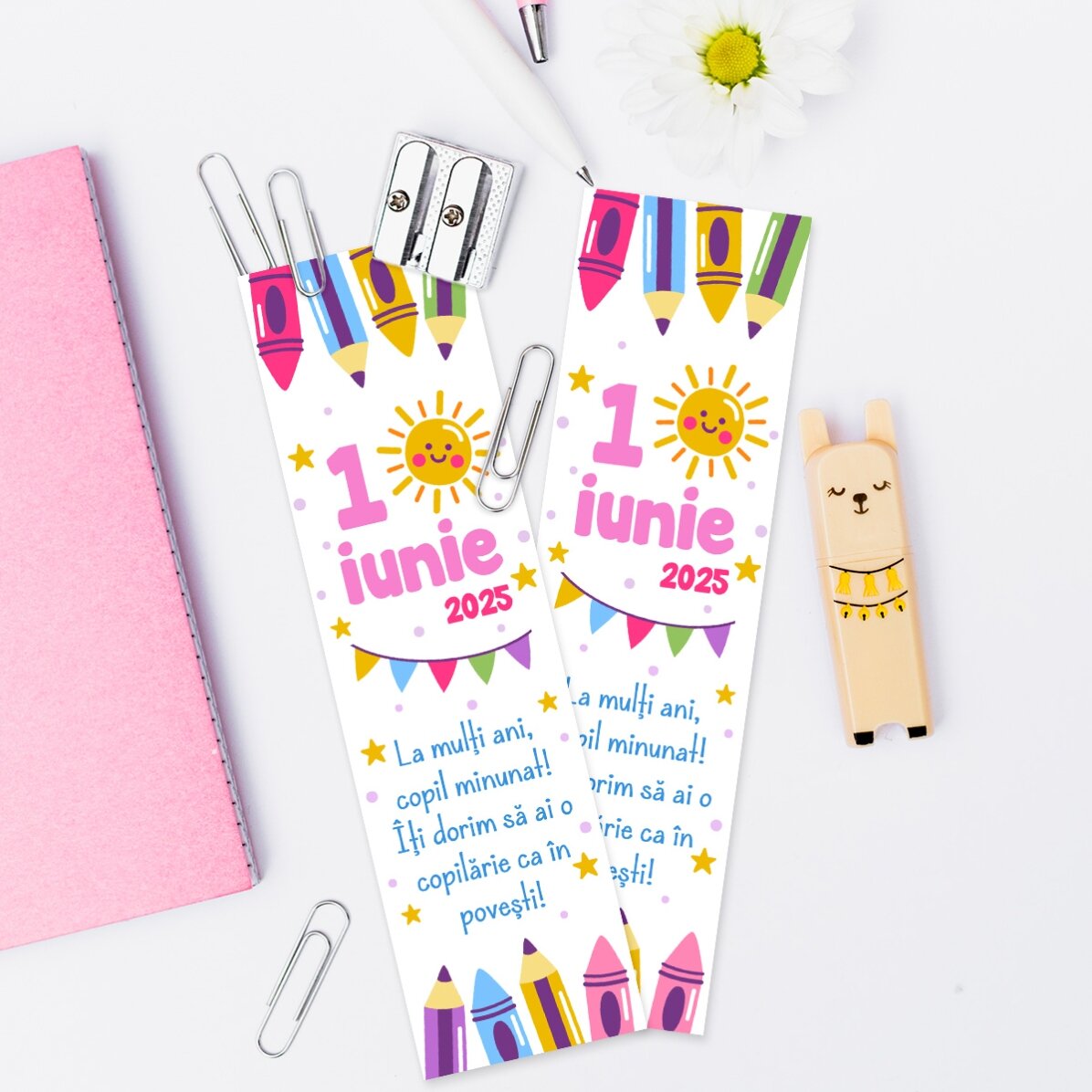 Marcapáginas personalizado con un mensaje para el Día del Niño
