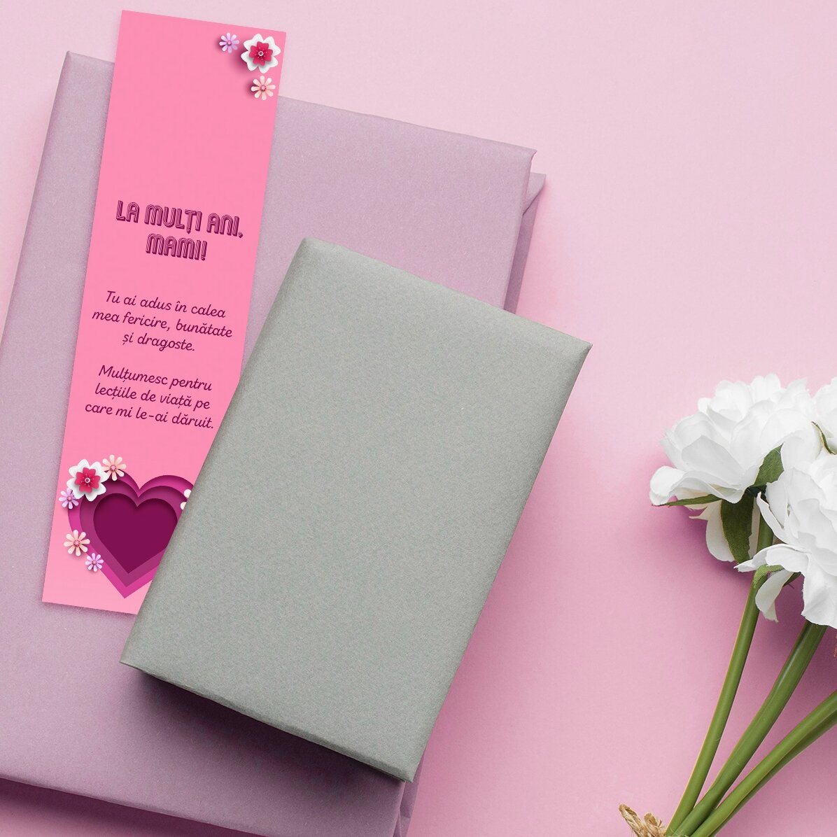 Marcapáginas personalizado con mensaje - Corazón rosa
