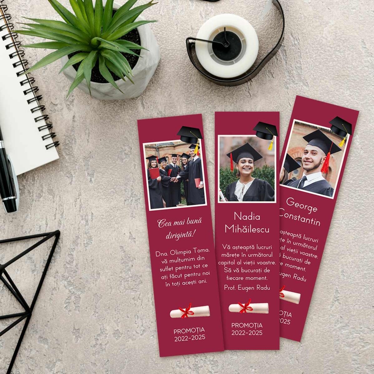 Marcapáginas personalizado con una foto y un mensaje - Graduación