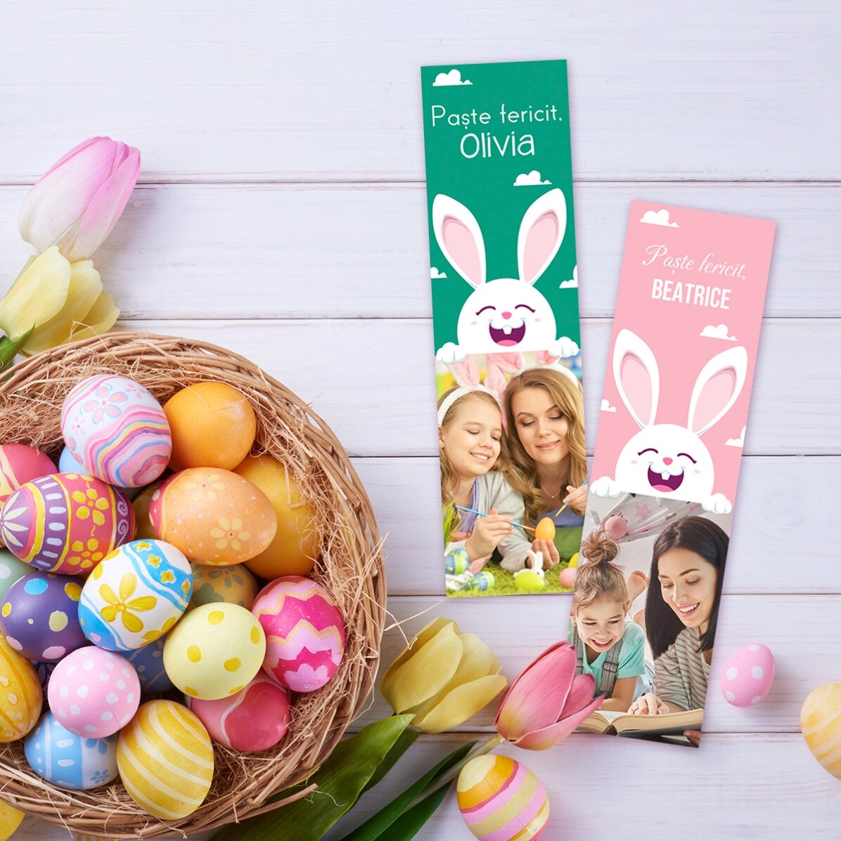 Personalised bookmark with a photo and message - Bunny