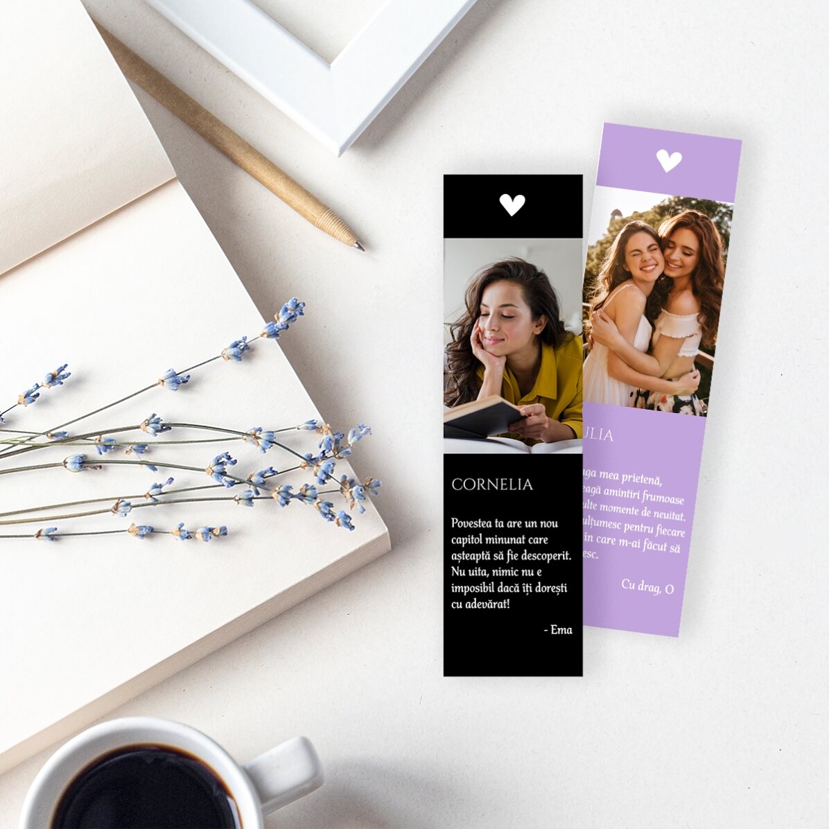 Marcapáginas personalizado con una foto y un texto - For you