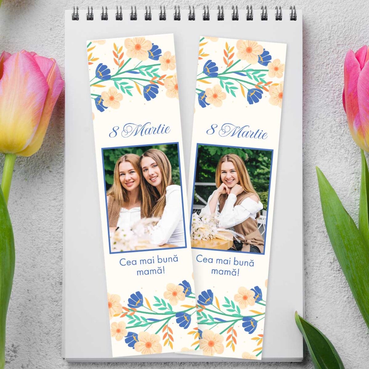 Marcapáginas personalizado con foto y mensaje - Primavera