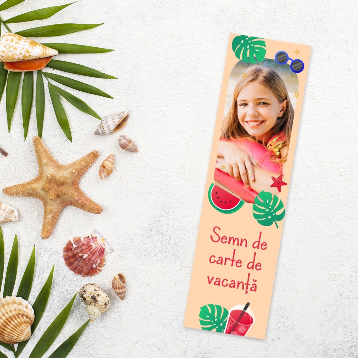Marcapáginas personalizado con foto y texto - Vacaciones de verano