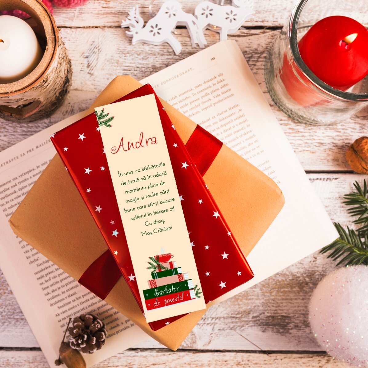 Marcapáginas personalizado con texto - Navidad