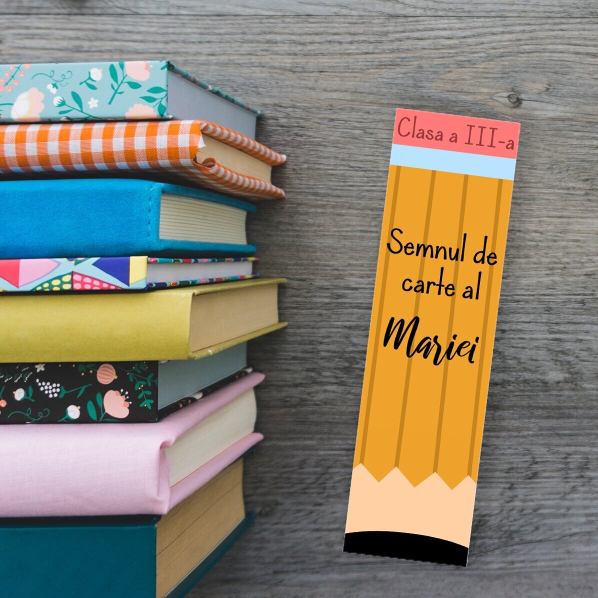 Marcapáginas personalizado con texto - Lápiz