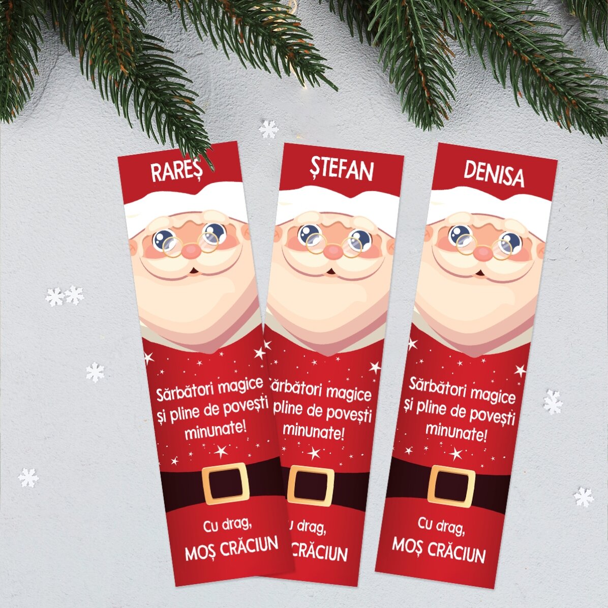Marcapáginas personalizado con texto: «Con cariño, Papá Noel»