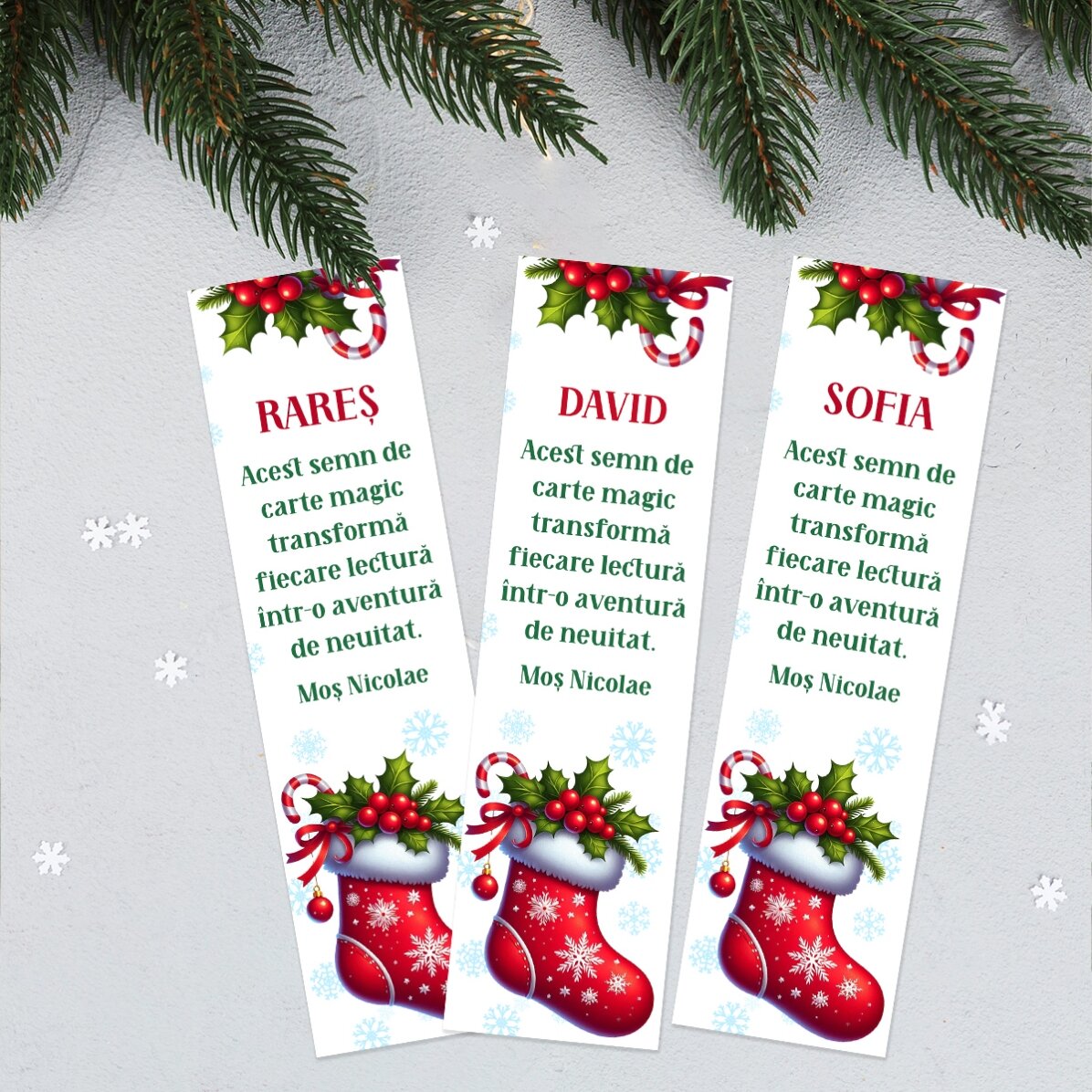 Marcapáginas personalizado con texto: «Con cariño, Papá Noel»