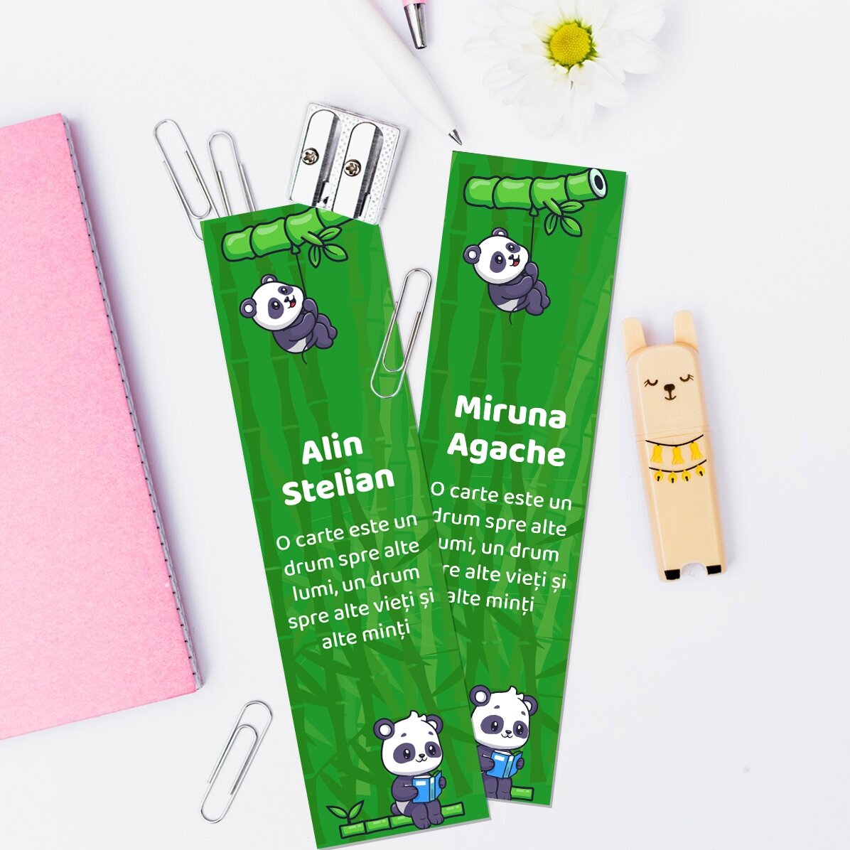 Marcapáginas personalizado con texto - Cute Panda