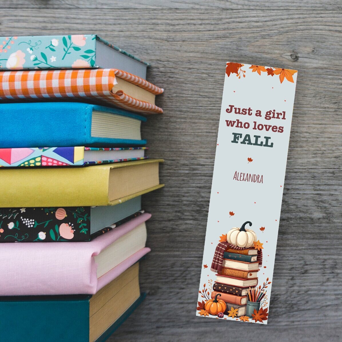 Marcapáginas personalizado con texto - Fall