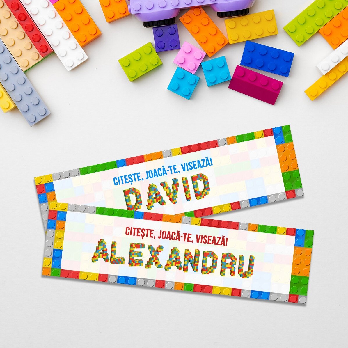 Marcapáginas personalizado con texto - Lego